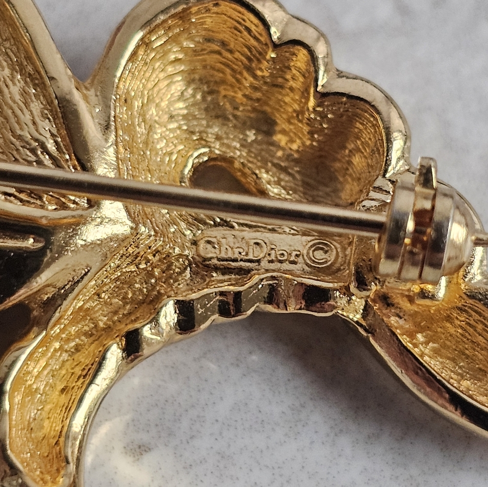 Vintage Dior Floral Pearl and Rhinstone Brooch - Picture 2 of 11